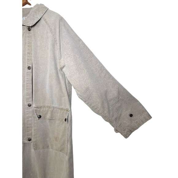 The Australian Outback Collection Duster Long Coat Khaki Washed Snap Size Medium - Picture 3 of 16